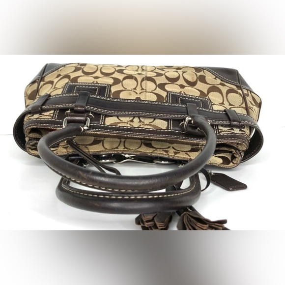 Coach Signature Hampton Canvas Jacquard Satchel Shoulder Bag Handbag Tote $500 - Picture 5 of 16